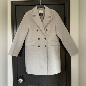 Kensie Women's Light Gray Double-Breasted Pea Coat